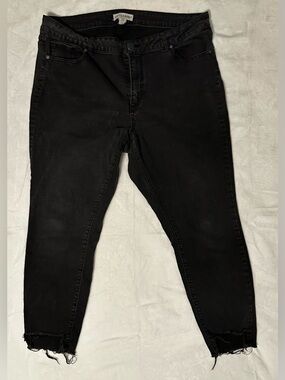 18w Black Distressed Hem Skinny Jeans